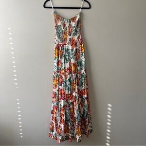Anthropologie Abel the Label Tropical Floral Maxi Strapless Cinched Dress Medium